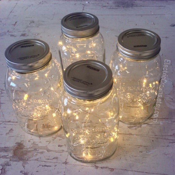 6 Fairy lights in a Mason Jar. Firefly lights, mason jar lights