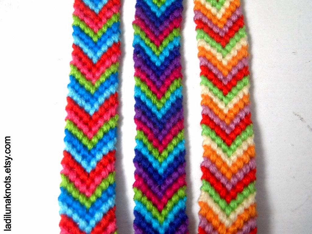 Colorful Chevron Friendship BraceletThick Double Knotted Cuff