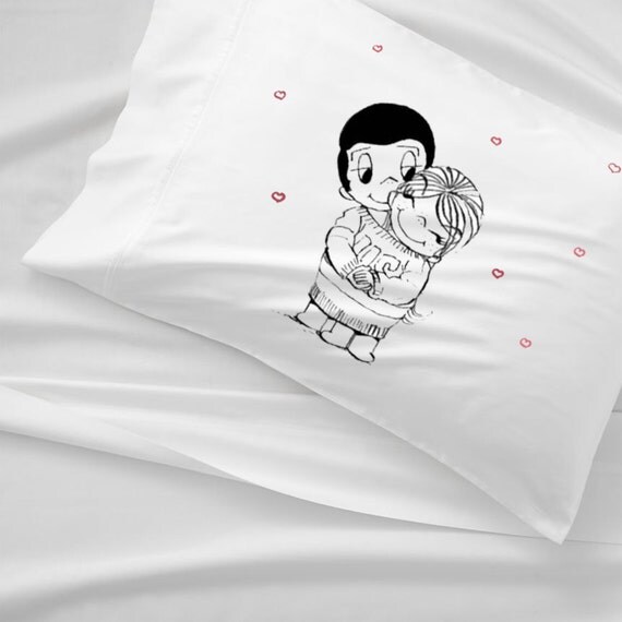 Hand drawing pillow Love Is pillowcaseHis and by CreativePillowLV