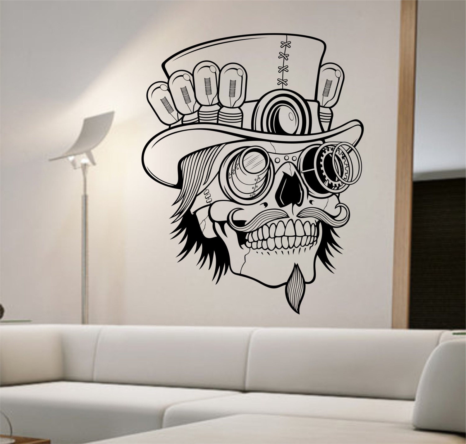 Steampunk Sugar Skull Vinyl Wall Decal Sticker Art Decor