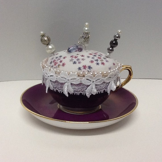 Tea Cup Pin Cushion by plainjanebythesea on Etsy