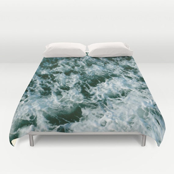Ocean duvet cover green water duvet cover sea by OurArtCloset