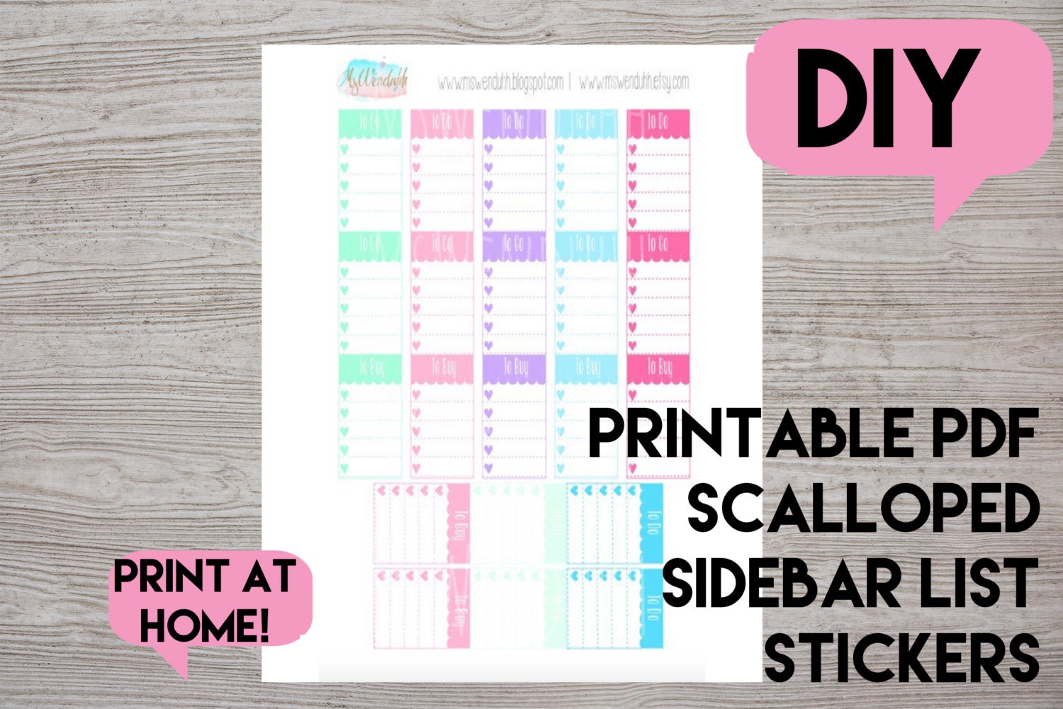 Printable Scalloped Sidebar Stickers for Erin Condren Planners