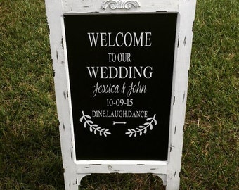 Chalkboard Easel - Welcome Wedding Chalk Board Sign // Wedding Chalk Board Easel