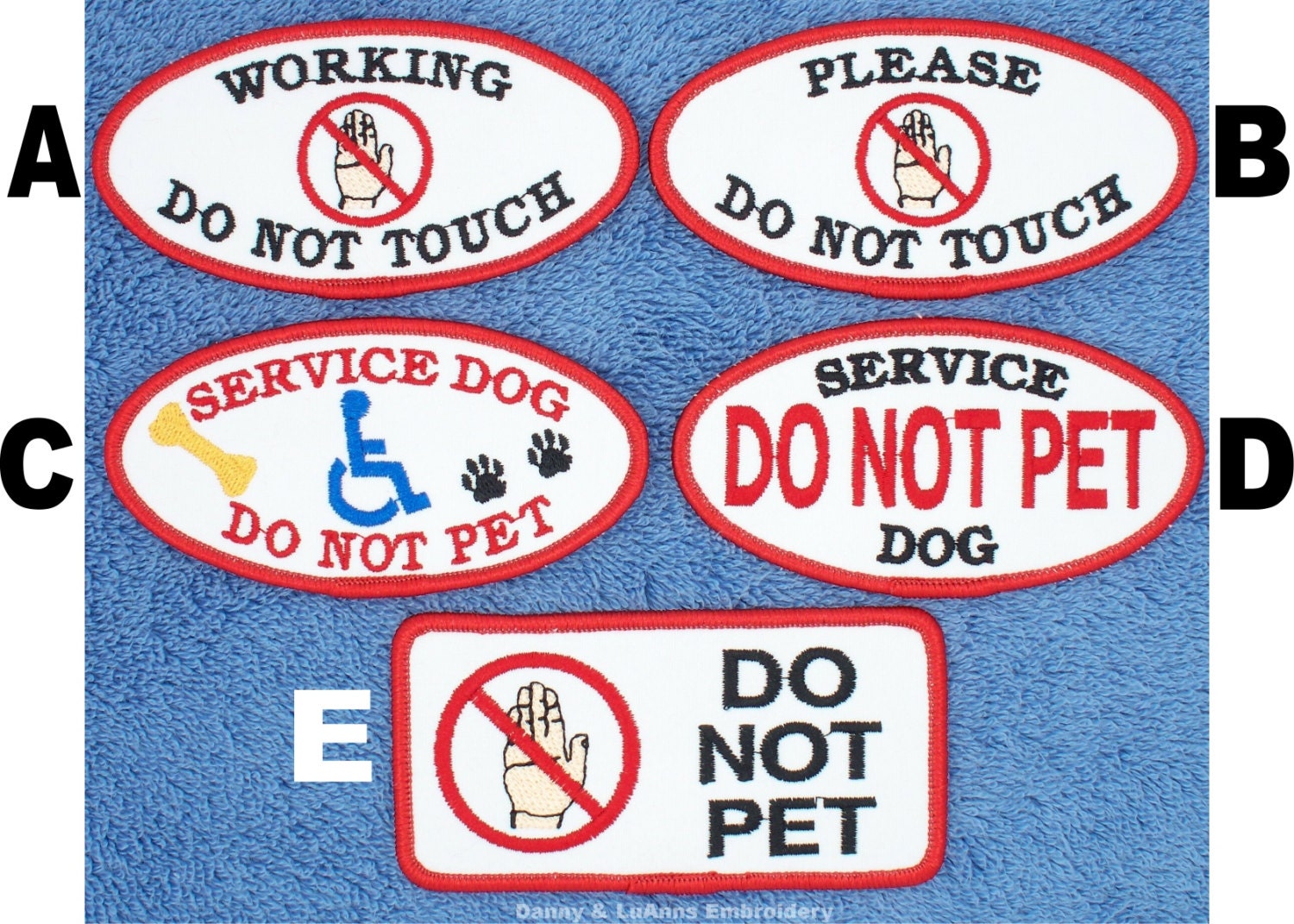 Do Not Touch Do Not Pet Service Dog Patch Size 2x4 inch Danny