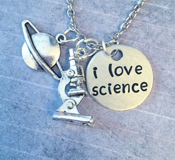 I Love Science Necklace Science Jewelry by LulusStampings