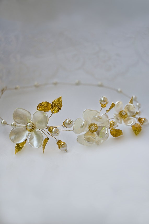 etsy flower gold, bridal tiara crown crown, flower gold headband, flower  accessories, bridal