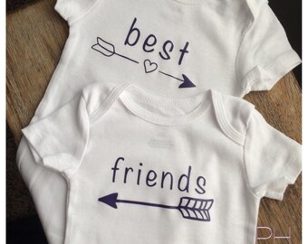 Metallic Gold or Purple Best Friends Body Suit Set, Bodysuit, Newborn - 24 Months Best Buddies Shirt, girl & boy besties -- Baby Shower Gift