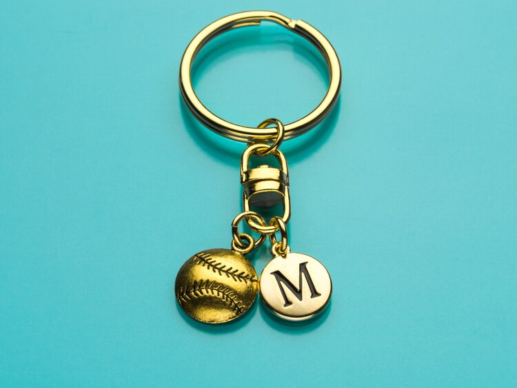 Baseball Keychain Gold Baseball Key Ring by promisemeeverything2