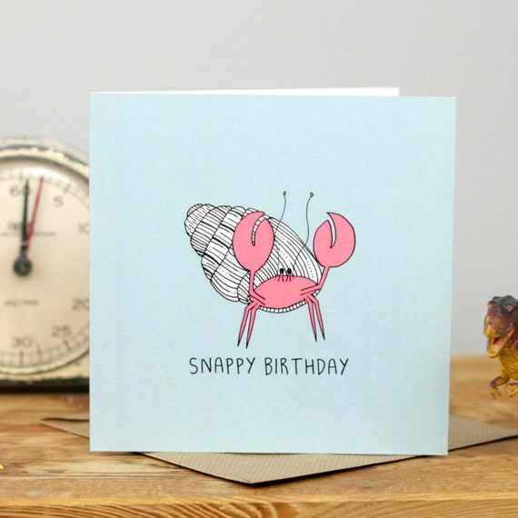 Hermit Crab Birthday Card by MagpieNeon on Etsy