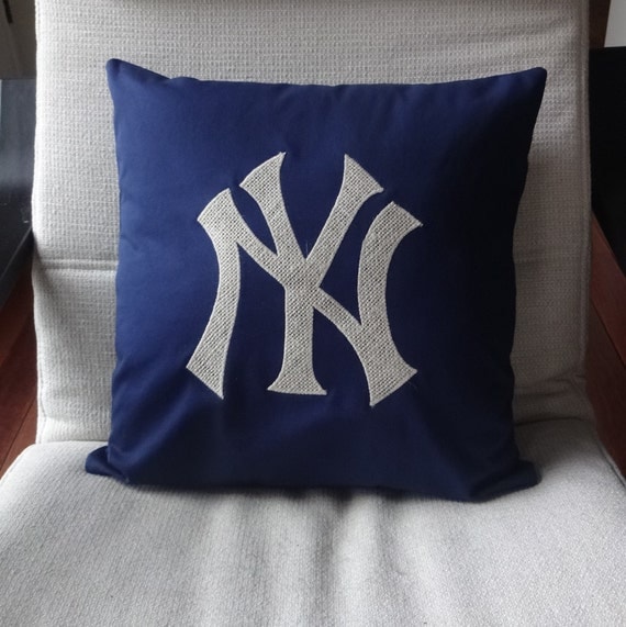 New York Yankees Pillow in Burlap // Pillow cover by NotJustNoise