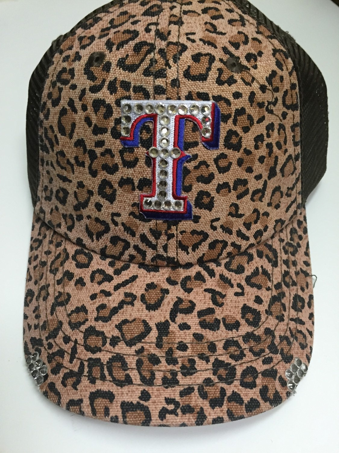 Leopard print TEXAS RANGERS T trucker Bling