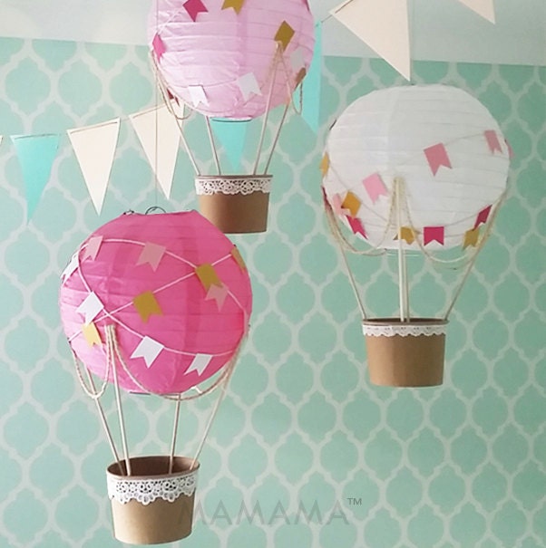 Whimsical Hot Air Balloon Decoration Diy Kit Hot Pink