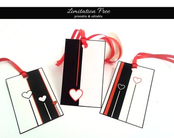 Valentines Day Gift Tag, Download Printable Editable Gift Tags, Valentines Day Printable, Printable Gift Tags, Instant Digital Download Tags