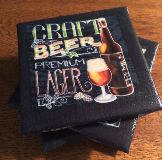 Craft Beer Coasters Set Bar Coasters Drink by LoriLooDesigns