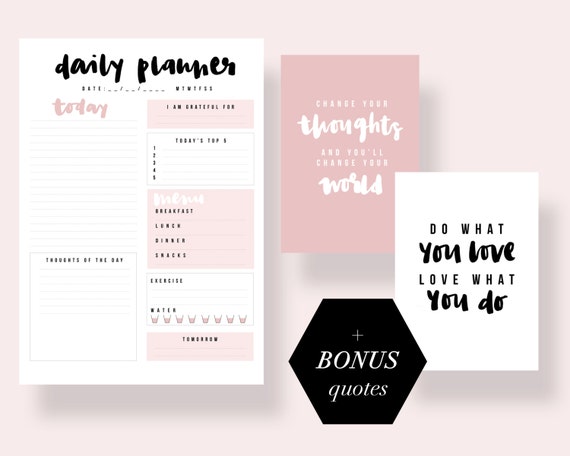 Daily Planner with Hand Lettered Quotes Suite // printable