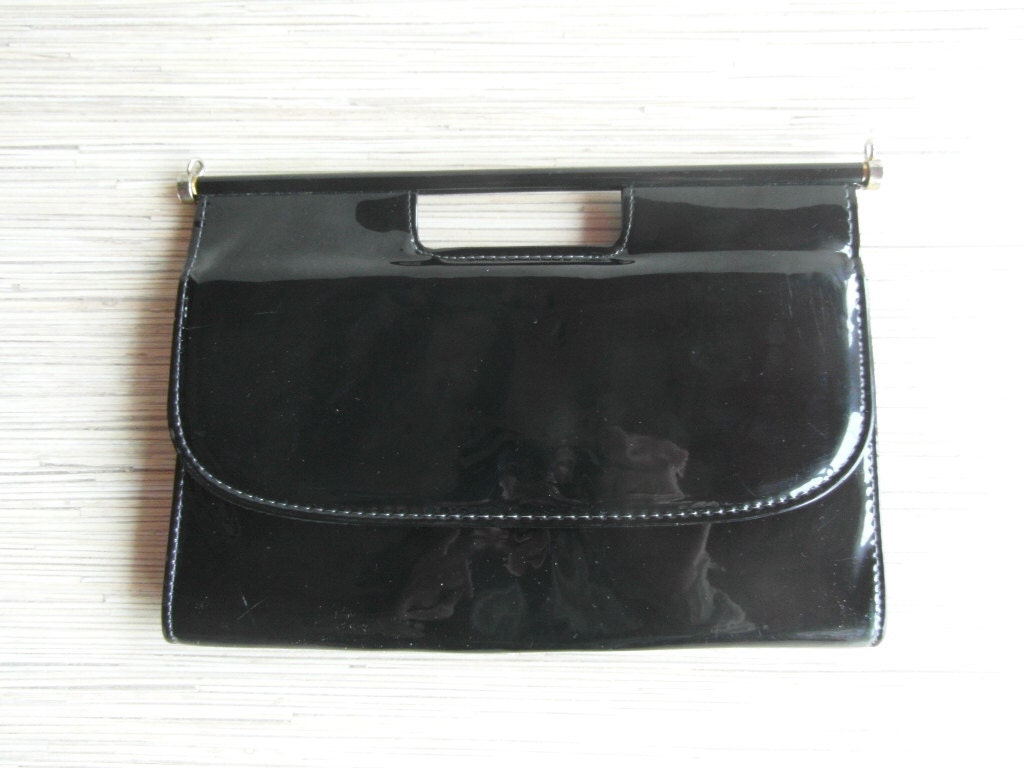 Patent Leather Bag Black patent Clutch 80&#39;s Shoulder Bag