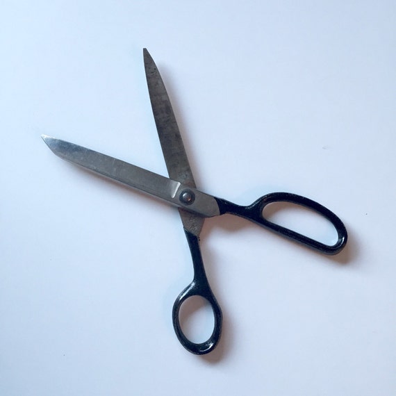 Large Vintage Pair of Black Handled Metal Scissors