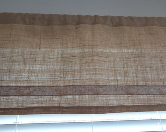 Burlap Jute Kitchen Valance with Burlap Lace, 16.75" x 38" Wide, 2 inch Rod Pocket, No Header, Rustic, Country Curtain