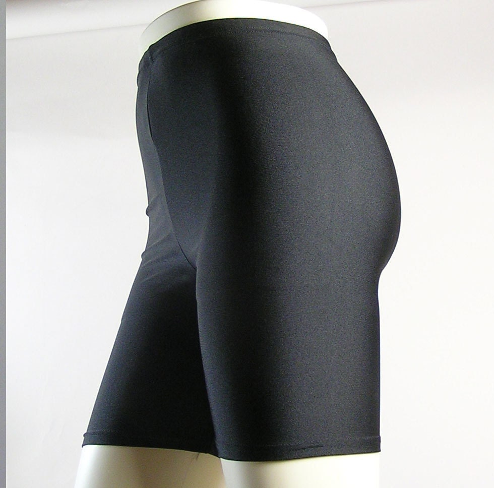 Shiny Spandex Lycra Nylon Tricot High Waist Stretch Mid Thigh