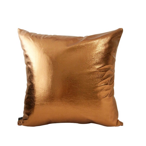 Bronze Metallic Decorative Square Throw Pillow Cover Cushion Case Shell