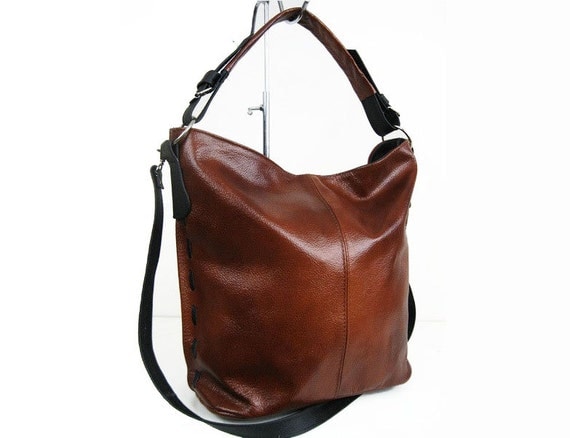 Cognac Brown LEATHER HOBO BAG Everyday Leather Shoulder Bag