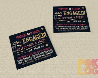 Engagement invitation printable, Engaged, typography, modern, DIY Printable Digital