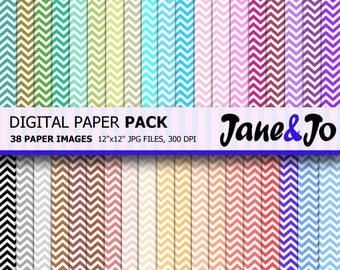 50% OFF SALE Chevron Digital Paper, 38 Sheets , Chevron background , Rainbow chevron pattern , Digital Scrapbooking Paper Instant Download
