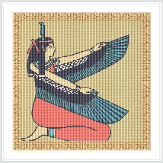 Egyptian lady cross stitch pattern. Ancient Egypt.