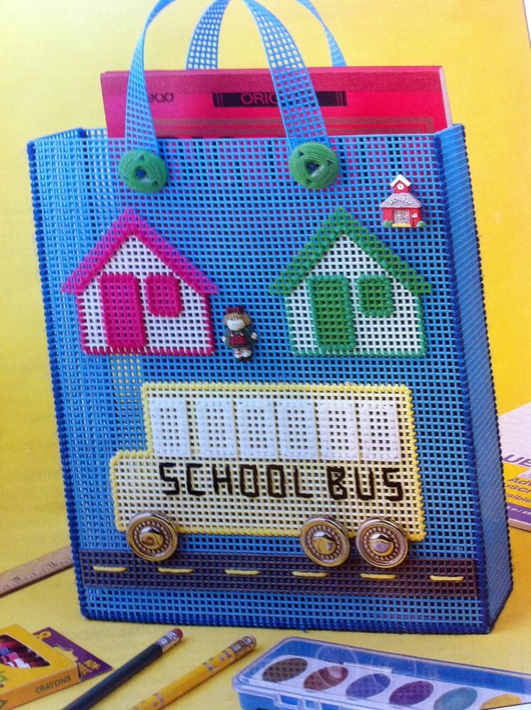 School Bus Tote plastic canvas pattern school bus driver and