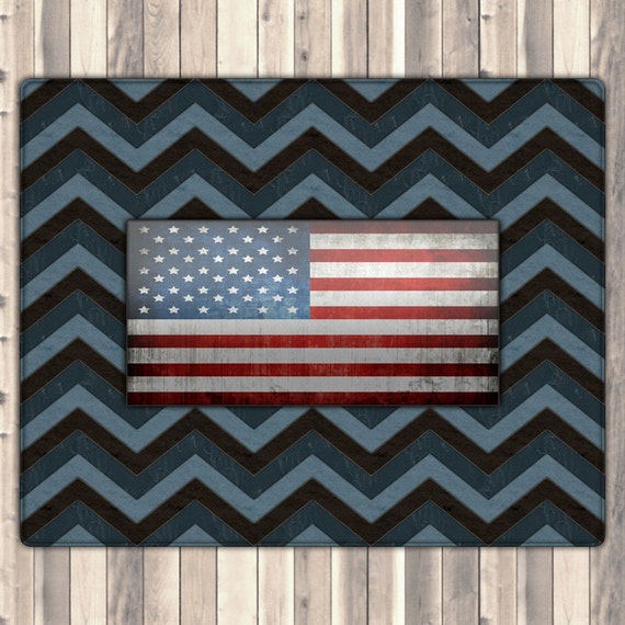 Navy Chevron Rug, Navy Rug, United States Rug, Country Rug, Flag Rug