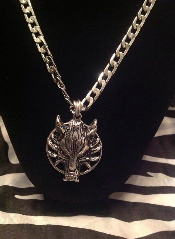 Fenrir Wolf Pewter Pendant on Stainless Steel Chain