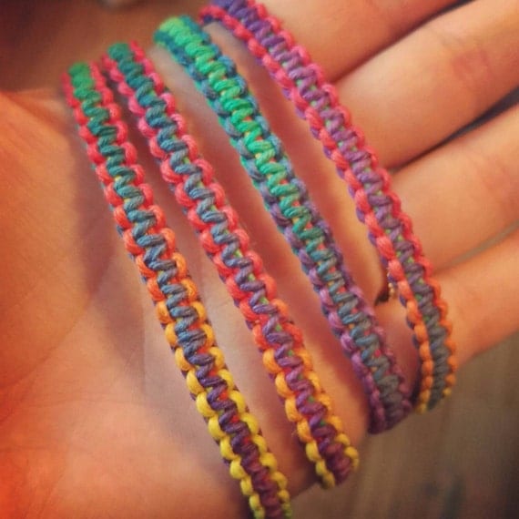SUMMER SALE Rainbow hemp bracelet OR anklet by TheHempGoddess
