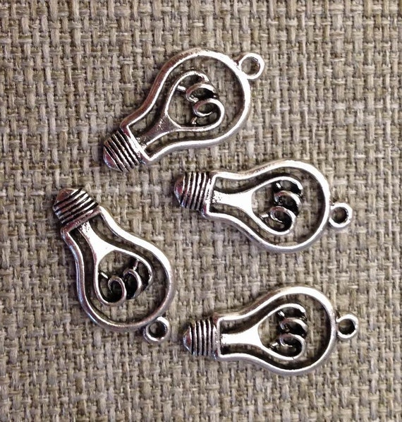6 Pieces Pewter LED Light Bulb Charm Jewelry by LailaFindings