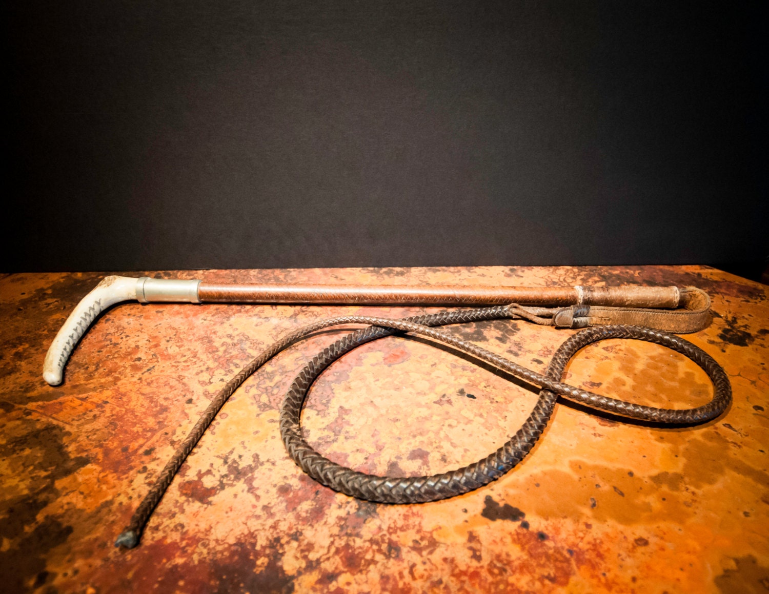 Antique English Leather Riding Crop