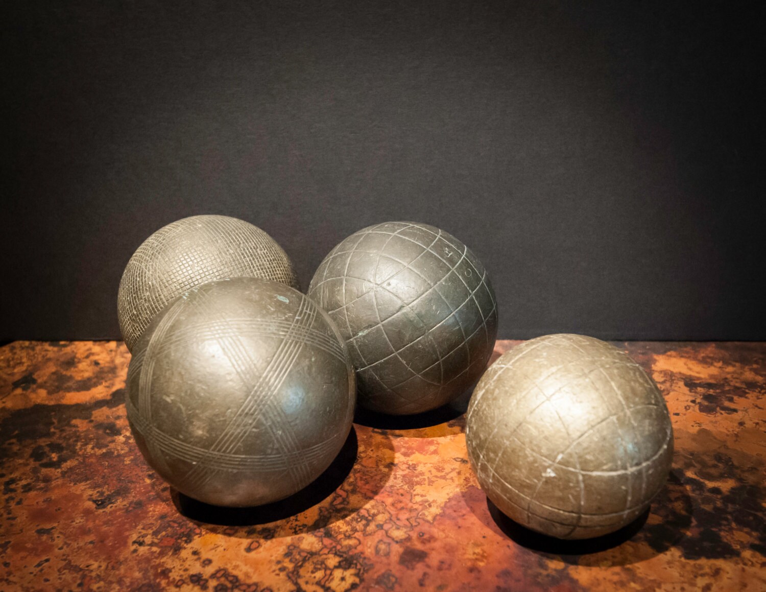 Set of 4 Vintage European Brass Bocce Balls