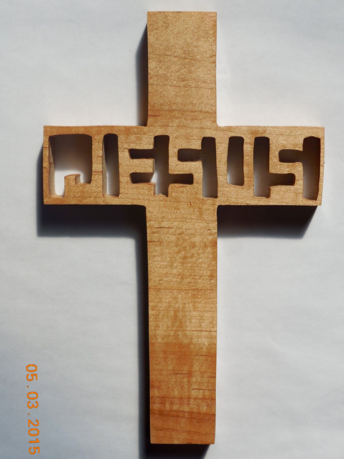 Maple hidden Jesus cross wall hanging. Wooden by ColdwaterCrafter