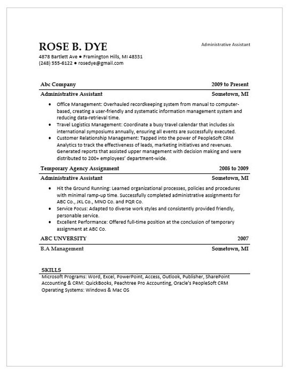 professional docx resume Rose template by threebytwo on Etsy