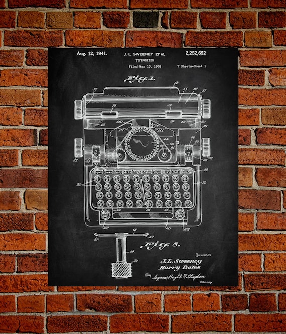 Typewriter Art Print Typewriter Patent Typewriter Vintage