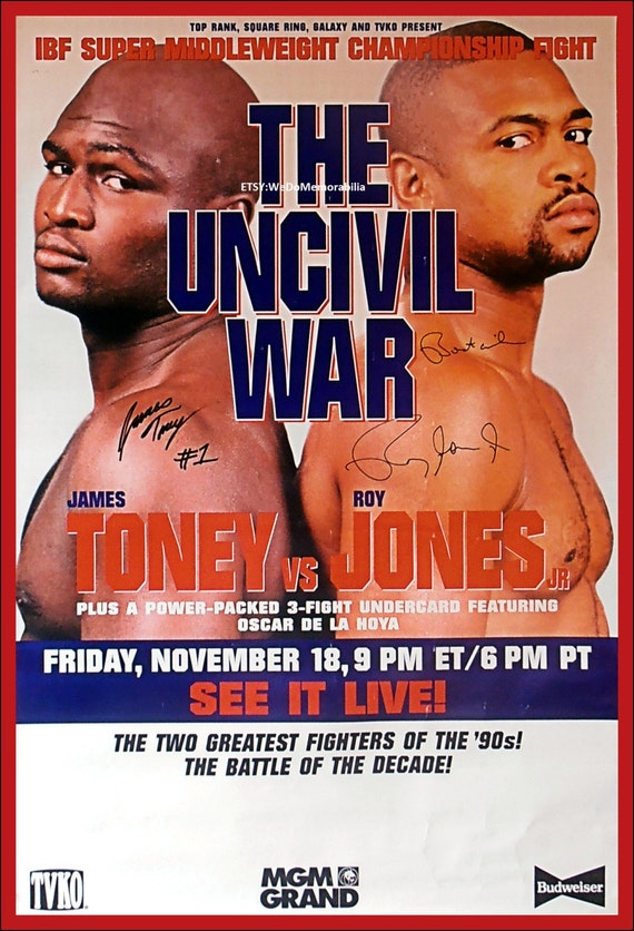 Roy Jones Jr Vs James Toney Glossy Fight Poster by wedomemorabilia