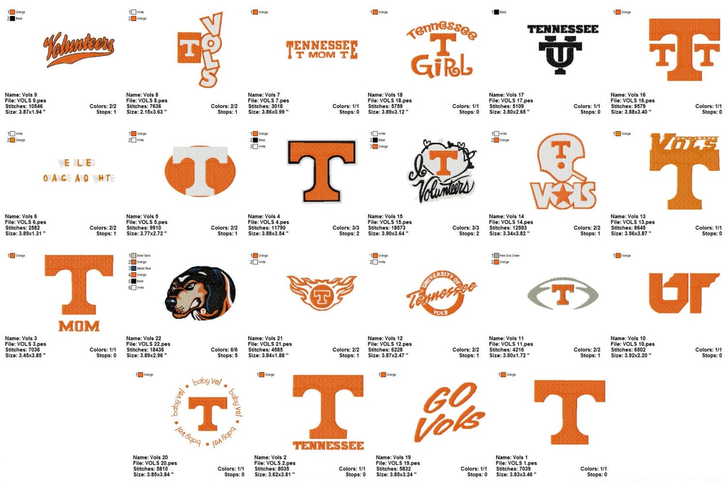 University of Tennessee Embroidery Designs Collection by jennymall