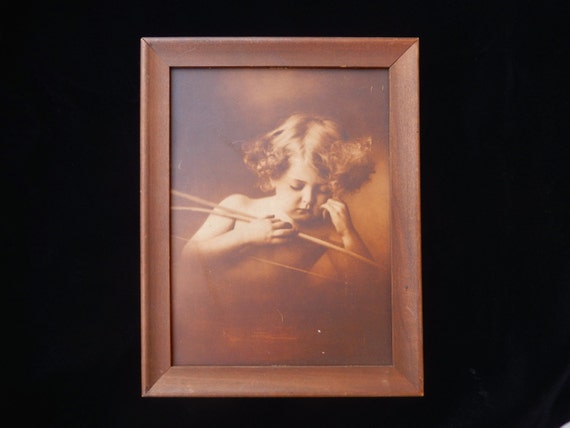 Vintage  Parkinson vintage prints M. With Cupid Frame B. Asleep cupid Wood Print