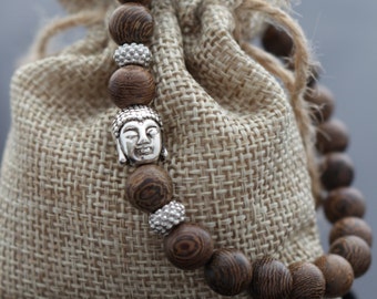 Buddha Head Bracelet, Silver Buddha Bracelet, Yoga Bracelet, Healer & Spiritual bracelets, Beaded Bracelets