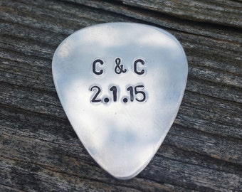 Personalized Guitar Pick, Hand Stamped Aluminum Metal Stamp