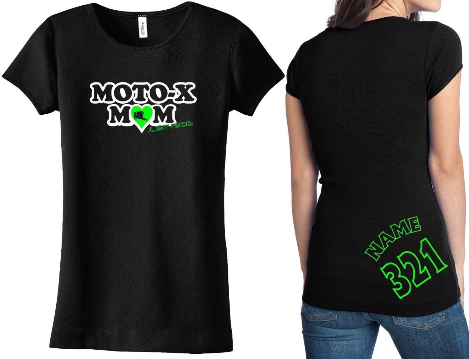MotoX Mom MX Number Plate Tshirt JUST RIDE Motocross Dirt