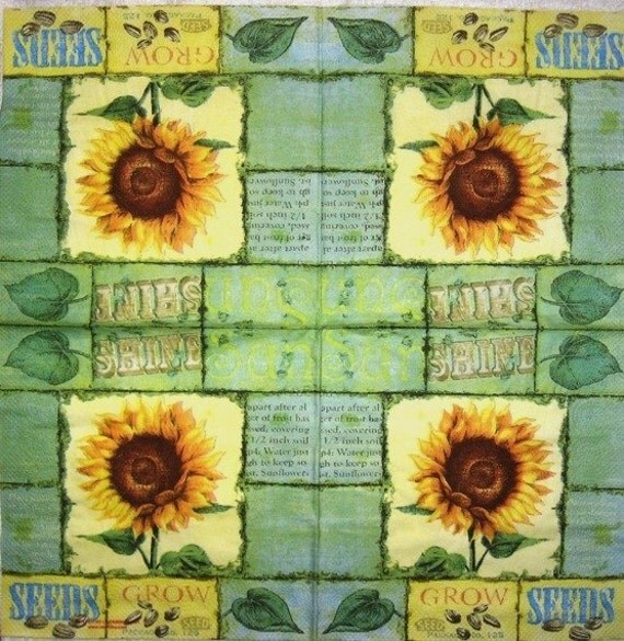 Sunflower decoupage paper napkin Decoupage paper supplies