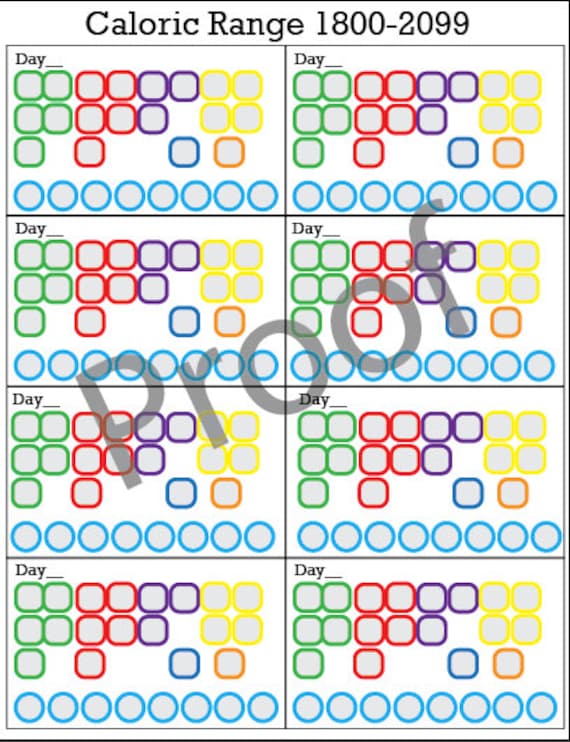 21 Day Fix Tracking Sheet 1800-2099 calories by Chasingpigtails