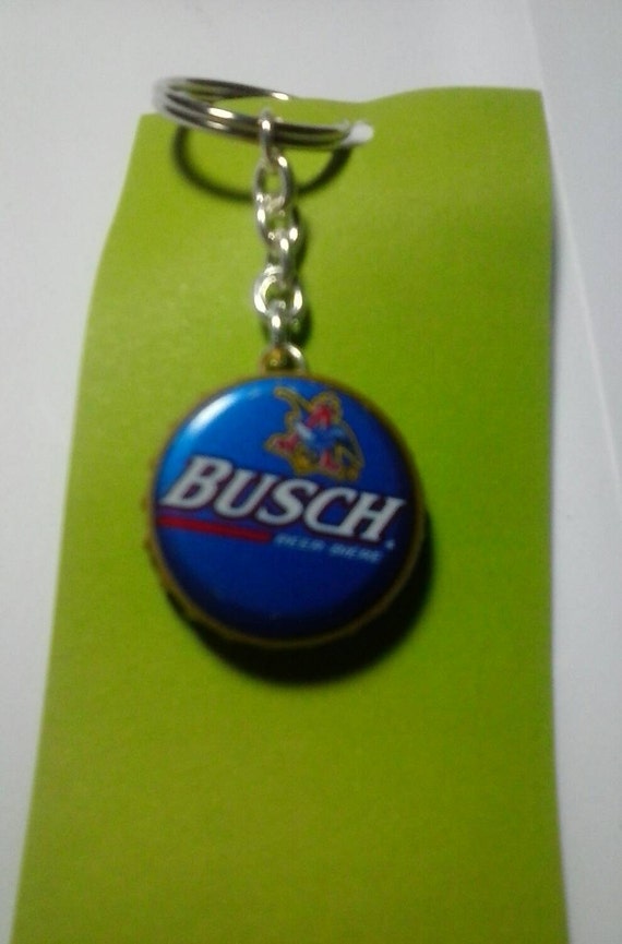 Busch Beer Bottle Cap Keychain by ThatTreasureThing on Etsy