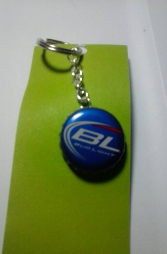 Bud Light Beer Bottle Cap Keychain by ThatTreasureThing on Etsy