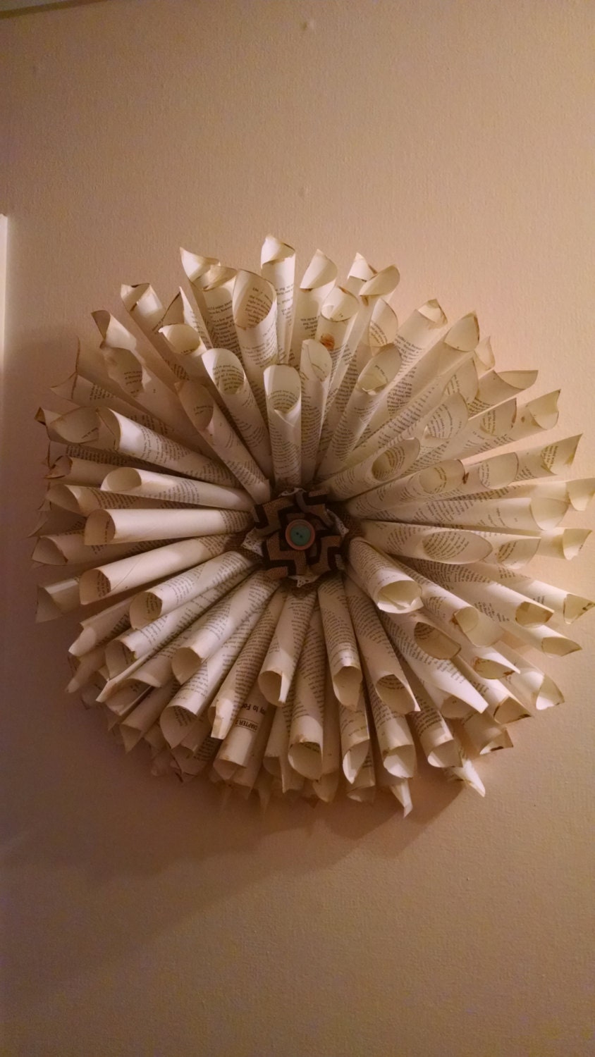 paper wreath by DirtRoadShabby on Etsy